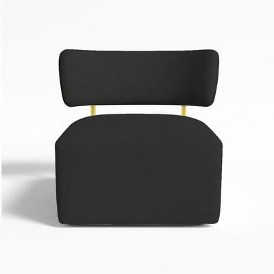 Poltrona Decorativa Orgânica Maya Veludo Preto Ferro Dourado - Pallazio