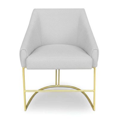 Kit 4 Poltronas Luxo Alana Bouclê Base Ferro Dourado - Pallazio Cor Cinza