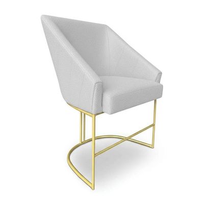 Kit 4 Poltronas Luxo Alana Bouclê Base Ferro Dourado - Pallazio Cor Cinza