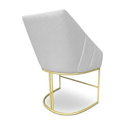 Kit 4 Poltronas Luxo Alana Bouclê Base Ferro Dourado - Pallazio Cor Cinza
