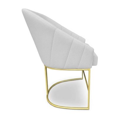 Kit 4 Poltronas Luxo Alana Bouclê Base Ferro Dourado - Pallazio Cor Cinza