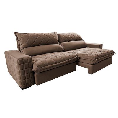 Sofá Retrátil E Reclinável 2,35m Molas Ensacadas Cama Inbox Elegance Com Thermogel Velusoft Castor