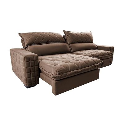 Sofá Retrátil E Reclinável 2,35m Molas Ensacadas Cama Inbox Elegance Com Thermogel Velusoft Castor