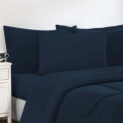 Kit Edredom Malha 100% Algodão Gran Moratta 2 Peças Solteiro - Azul Marinho/Azul Marinho