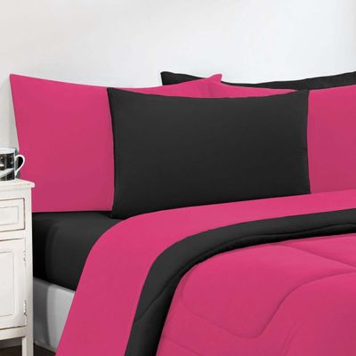 Kit Edredom Malha 100% Algodão Gran Moratta 3 Peças King - Pink /Preto