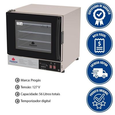 Forno Turbo Elétrico Progás Prp-004 Plus Fast Oven Digital Cor Preto Com 4 Esteiras 110V P39979