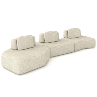 Sofá Ilha Modular Para Sala Living Orgânico 480cm Angra K01 Linho Champanhe - Lyam Decor
