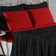 Jogo De Cama Casal Nobre 4 Peças Lençol Com Elástico De 30cm De Altura Malha 100% Algodão - Preto / Vermelho