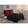 Jogo De Cama Casal Nobre 4 Peças Lençol Com Elástico De 30cm De Altura Malha 100% Algodão - Preto / Vermelho