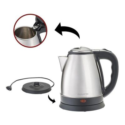 Chaleira Elétrica Agratto 1,8l Ce-01 Pratic Inox Preta Inox 110V