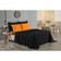 Jogo De Cama Casal Nobre 4 Peças Lençol Com Elástico De 30cm De Altura Malha 100% Algodão - Preto / Laranja