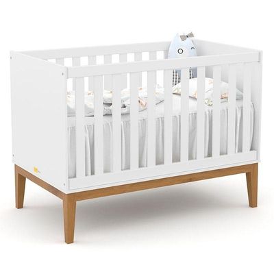 Berço Americano Unique Branco Soft Eco Wood - Matic E Cômoda Infantil Americano Branco Hp E Colchão Ortobom - Henn