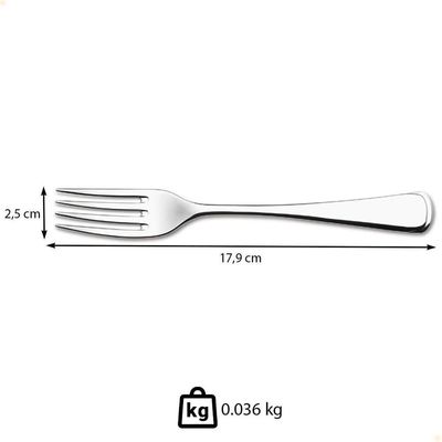 Kit 12 Garfo Para Sobremesa Tramontina Mônaco Em Aço Inox Acabamento Alto Brilho Com Detalhes No Cabo