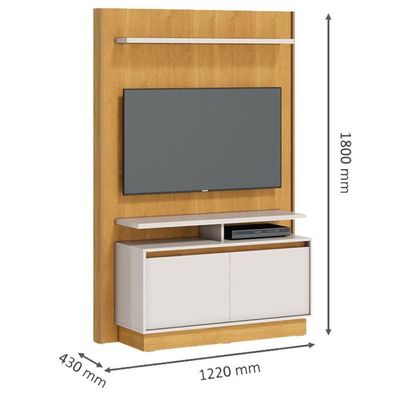 Estante Home Theater Fit 1.2 Com Mesa De Centro Classic Nature Off White - Imcal