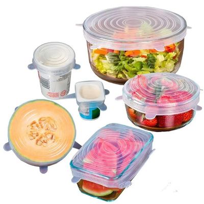Kit 6 Tampas Flexivel Silicone Ajustavel Potes Panelas Latas Redonda Quadrada Universal Lavavel