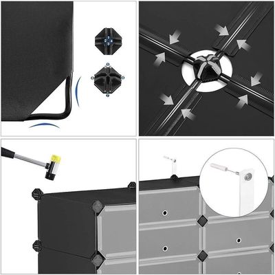 Guarda Roupa Modular 4 Prateleiras Sapateira Organizador Brinquedos Com Porta Preto