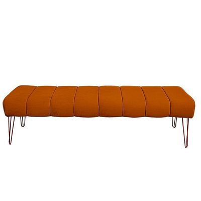 Recamier Estofada Casal Queen Luxo Veludo Cor Terracota