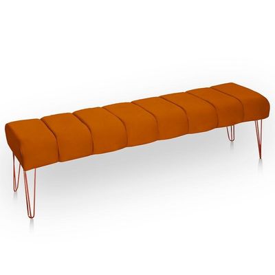 Recamier Estofada Casal Queen Luxo Veludo Cor Terracota