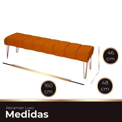 Recamier Estofada Casal Queen Luxo Veludo Cor Terracota