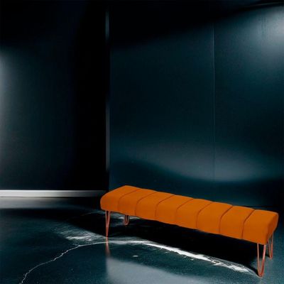Recamier Estofada Casal Queen Luxo Veludo Cor Terracota