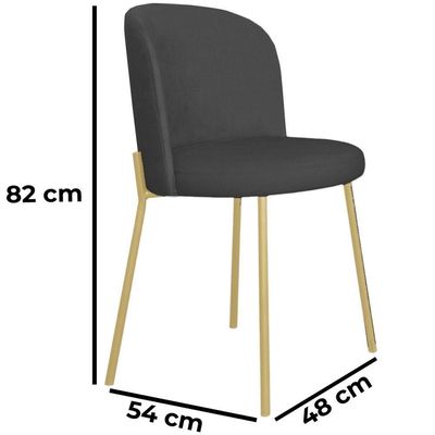 Kit 2 Cadeira Ayla Metal Dourada Mesa Jantar Reforçada Linho Linho Chumbo