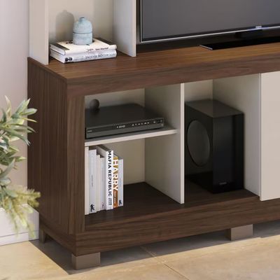 Estante Home Colibri Valença para TV de Até 50 Nogueira com Off White