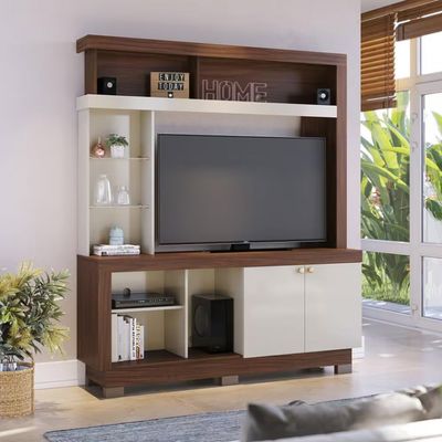 Estante Home Colibri Valença para TV de Até 50 Nogueira com Off White