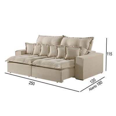 Sofá 4 Lugares Retrátil E Reclinável Linho M-144 Martins Creme