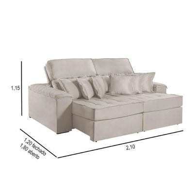Sofa Martins M-188 02 Md.80 Com Almofadas V-211 Creme