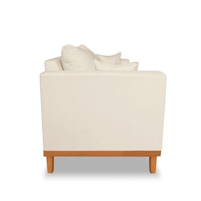 Sofá Viena Beny 3 Lugares Com Base De Madeira Suede Bege