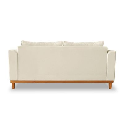 Sofá Viena Beny 3 Lugares Com Base De Madeira Suede Bege