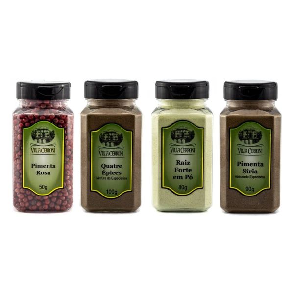 Pimenta Rosa, Quatre Épices, Raiz Forte em Pó, Pimenta Síria
