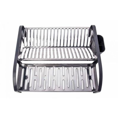 Escorredor 20 Pratos Aço Inox Tipo Cama Preto Domum