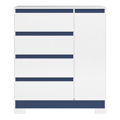 Cômoda Sapateira Olímpia 1 Porta E 4 Gavetas Quadriflex Branco-azul - Móveis Albatroz