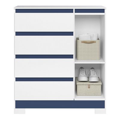 Cômoda Sapateira Olímpia 1 Porta E 4 Gavetas Quadriflex Branco-azul - Móveis Albatroz