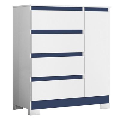Cômoda Sapateira Olímpia 1 Porta E 4 Gavetas Quadriflex Branco-azul - Móveis Albatroz