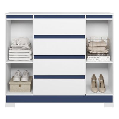 Cômoda Sapateira Atena 2 Portas E 4 Gavetas Quadriflex Branco-azul - Móveis Albatroz