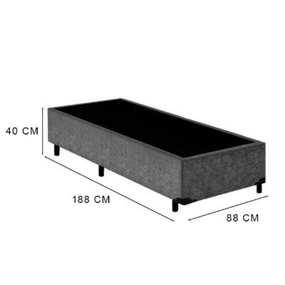 Cama Box Solteiro 88 Suede Cinza Com Colchão Espuma D33 Marrocos 30cm