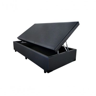 Cama Box Baú Solteiro 88 Tecido Sintético Preto Com Colchão Alegro Bello Box Espuma D28 Cinza 58x88x188