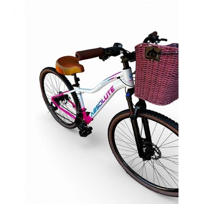 Bicicleta Aro 29 Feminina Absolute Hera Retrô Vintage 21v Hidráulica Selim Confortável Cesta Branco-rosa Tamano 17