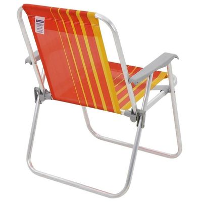 Kit 02 Cadeiras De Praia Tramontina Samoa Alta Em Alumínio Com Assento Laranja E Amarelo 92900001