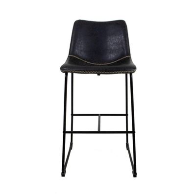 Kit 3 Banquetas Munich Estofadas Pretas Com Encosto 74cm Base Metálica