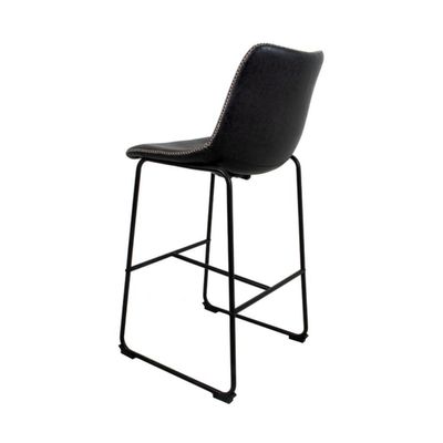 Kit 4 Banquetas Munich Estofadas Pretas Com Encosto 74cm Base Metálica