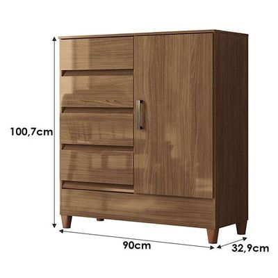 Comoda 1 Portas 4 Gavetas Fit Jequitibá Acetinado - Santos Andirá
