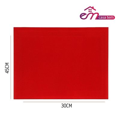 Lugar Americano Retangular Mesa Pvc Vermelho Executivo 30x45cm Em Casa Tem