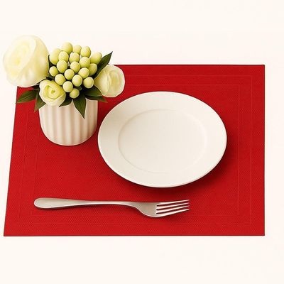 Lugar Americano Retangular Mesa Pvc Vermelho Executivo 30x45cm Em Casa Tem