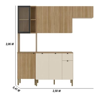 Armário De Cozinha Completa Mdf 9 Portas Kyoto Plus - Freijó/freijó/soft