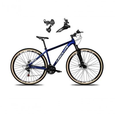 Bicicleta aro29 Absolute Nero 5 Alumínio 24v Câmbios Shimano FreioDisco Mountain Bike Azul