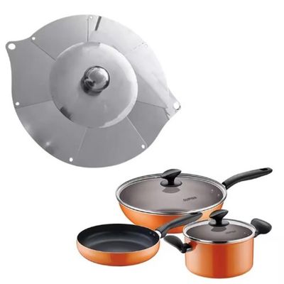 Tampa Universal De Inox Ajustável – Retrátil P- Panelas E Frigideiras Mudança P- Tua Cozinha!