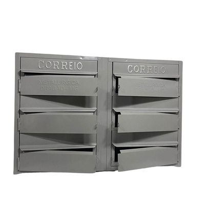 Caixa De Correios Cinza 6 Módulos Tamanho 15x50x36cm Aço Cinza
